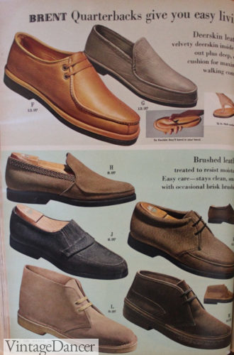 1960 mens shoes suede slip ons and chukka boots