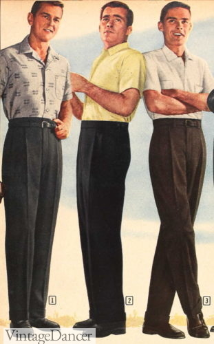1960 mens polo shirts and pleated pants