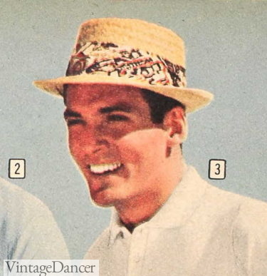 1960 tropical pleated hatband guys summer beac hat