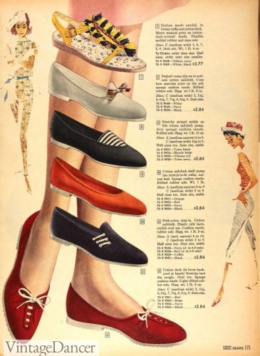 1960 canvas flats shoes summer casual footwear 60s