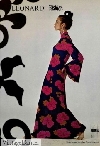 Flower print hostess gown 1960s