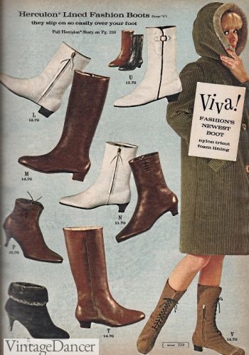 1960s fashion boots, gog-go boots, half boots, white boots
