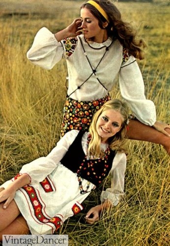 "Folk" pattern 60s hippie dresses