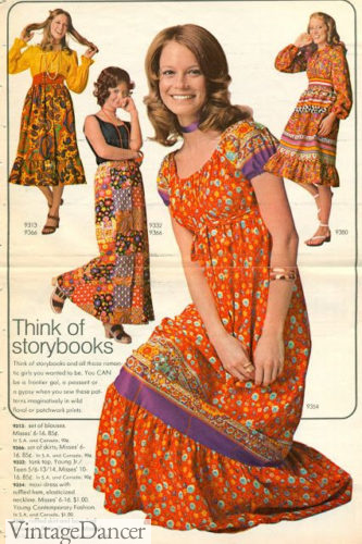 60s hippie fashion - Smocked peasant dresses and skirts