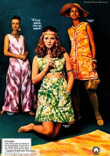 1960s Tie Dye hippie dresses