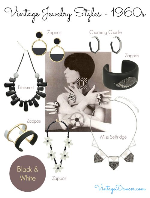 1960s jewelry trends: Nothing said MOD as much as black and white jewelry