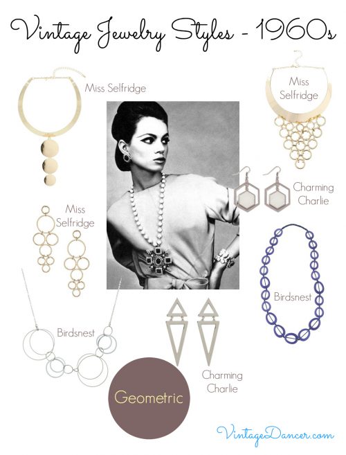 1960s jewelry styles: geometric shapes dominated the pop art movement which jewelry designers closely followed