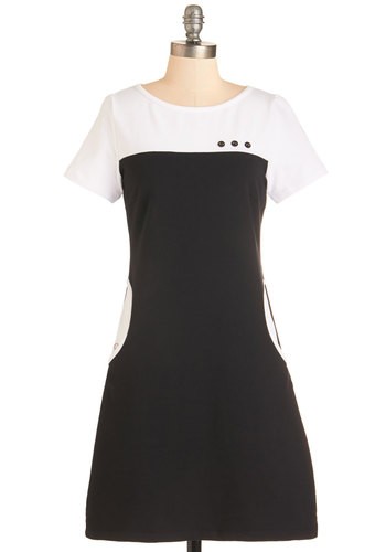 1960s Mod black white dress
