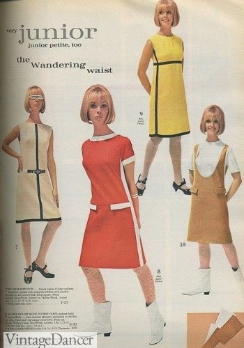 60s dresses with mod stripes- very Mondrian inspired