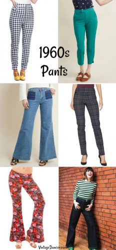 1960s pants, trousers, jeans. 60s women's bell bottoms, ankle pants, denim blue jeans at vintagedancer.com