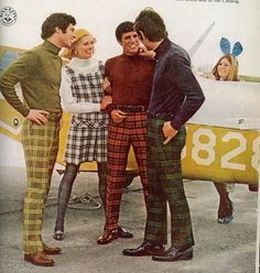 1960s mens fashion - Turtleneck shirts and plaid pants- very mod!