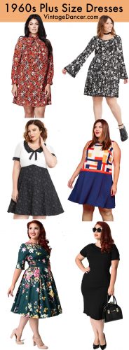 1960s plus size fashion dresses, retro mod dresses, and costumes at VintageDancer.com/1960s