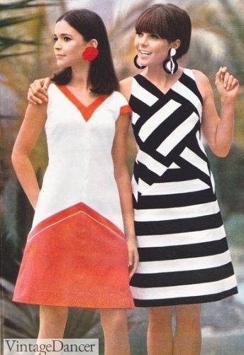 Wonderful colors and patterns on these 1960s shift dresses