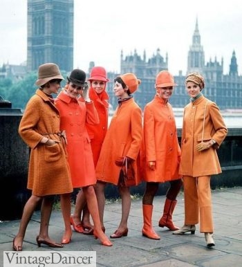 1960s orange mod coats and mod rain jackets
