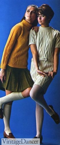 1960s, knee high socks and tights were equally popular