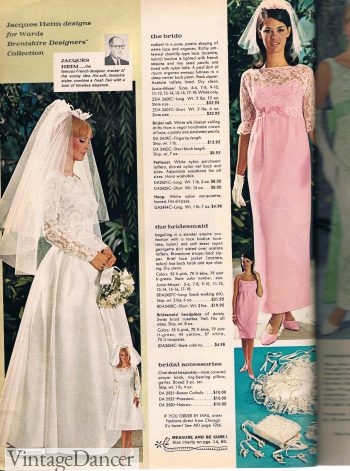 60s wedding dress and pink bridesmaid dress- long or short