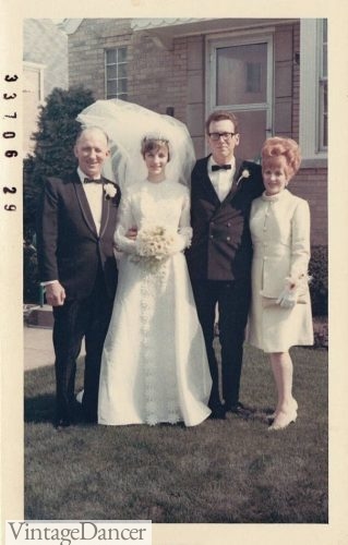 Mid 1960s wedding bride, groom, mother and father