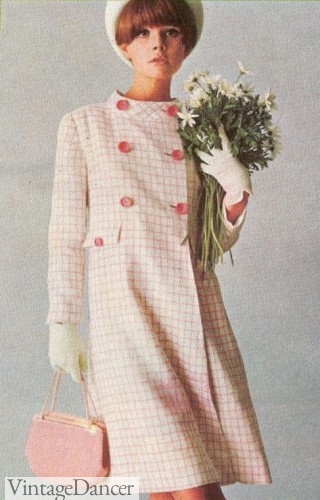 1960s windowpane dress pink mod