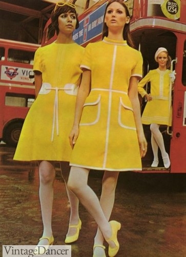 1960s yellow dresses shoes