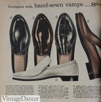 1961 men's loafers, white, black, brown shoes