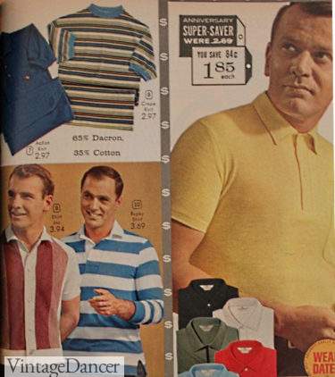 1961 polo shirts, knit stripe shirts (button down and pullover)