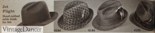 1961 fabric stingy brim fedora hats