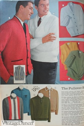 1960s mens retro sweaters and caridgans