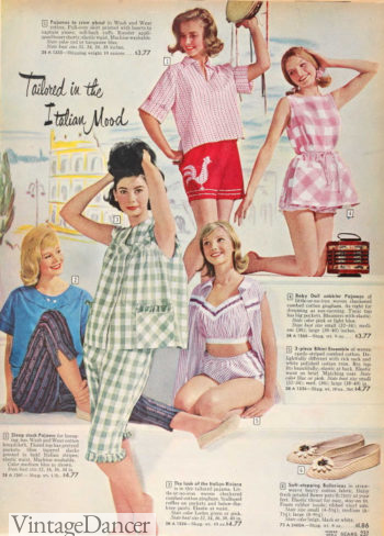 1961 babydoll, shorts, capri gingham pajamas