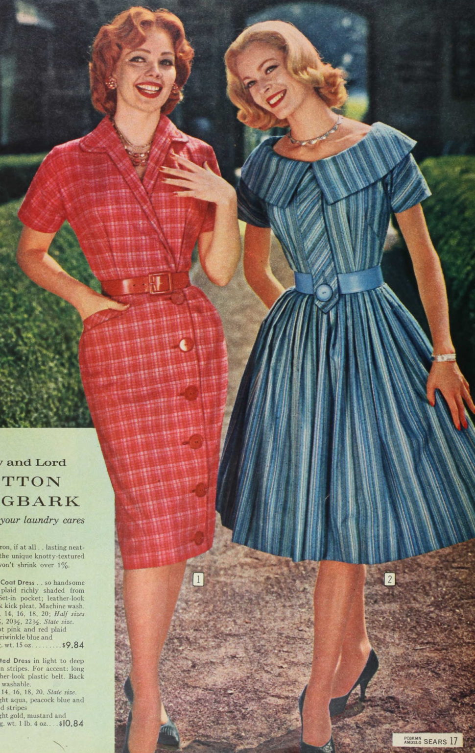 1961 Bertha Collar Dress Pencil Plaid Stripes Swing 500 970x1536 
