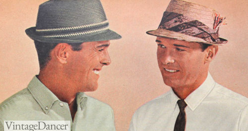 1961 men's straw hats, stingy brims 1960s