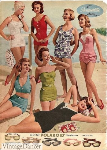 1961 swimsuits and sunglasses