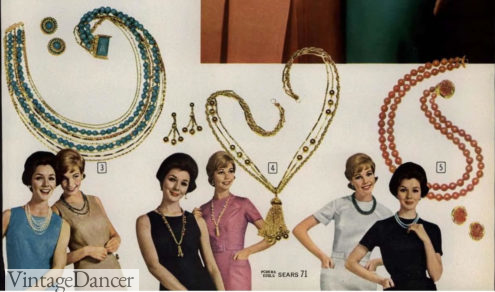 1962 long pearl and tassel necklaces