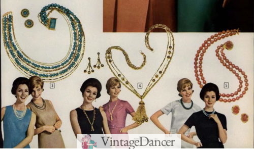 1962 long pearl and tassel necklaces