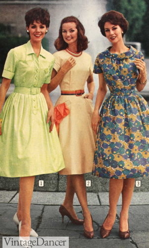 1962 full skirt dresses in spring colors