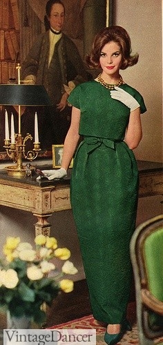 1962 lace green two peice column dress