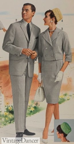 1962 seersucker grey summer suit