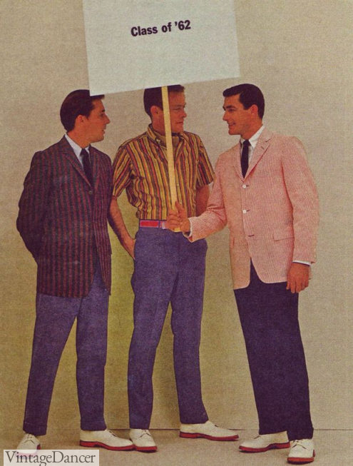 1960s Ivy style with stripe blazers mens guys outfits 1962