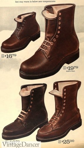 1960s men's lined work boots winter snow shoes