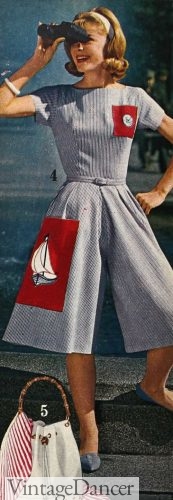 1962 nautical themed Coulotte dress