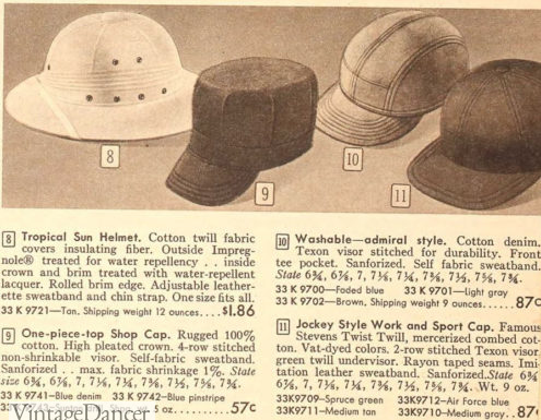  60s mens Hats pulled from a 1962 Wards Catalog with a militaria feel
