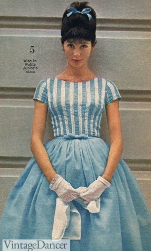 1963 blue party prom dress