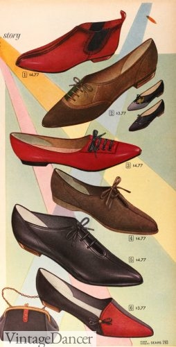 1963 simple, casual lace up flats
