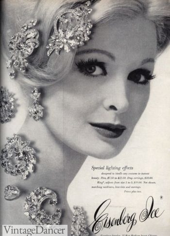 1960s jewelry history: Gradually, costume jewelry designs would move away from the delicate sparkling styles popular throughout the 1950s. 