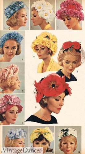 1960s flower pot hats, 1963. Click to see more 60s hat pictures.