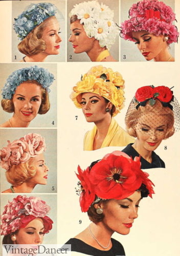 1960s flower hats flower petals pots 1960s womens hat fashion 1963