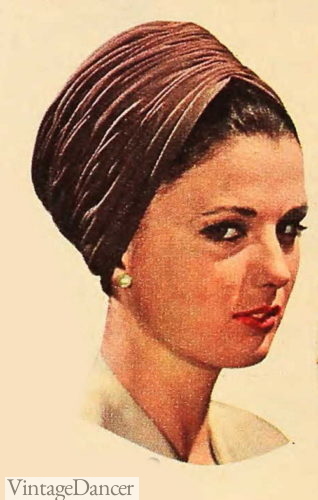 1963 1960s velvet turban hat women