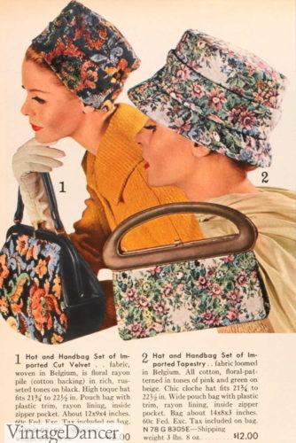 1960s high crown Toque and Cloche hat 1963