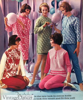 1963 knit sleepwear pajamas pyjama nightgowns