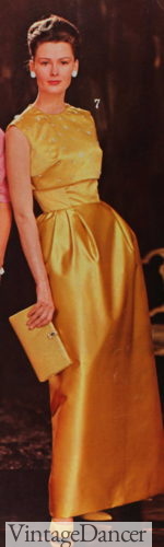 1963 gold satin clutch evening bags