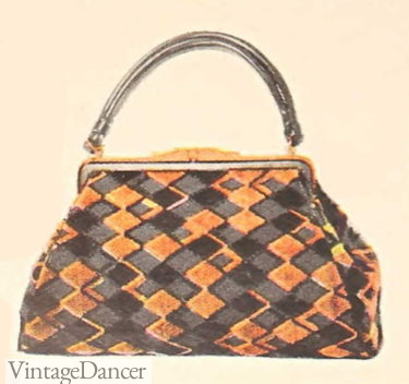 1963 purse velvet cut check diamond Pucchi style arty glass bag